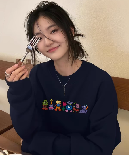 마 후아 면 순면 얼굴 비 시장 전체 폴리 에스터 모방 면 재료 라운드 넥 후드티 얇은 스타일 털이 있는 루즈핏 없음 모자
