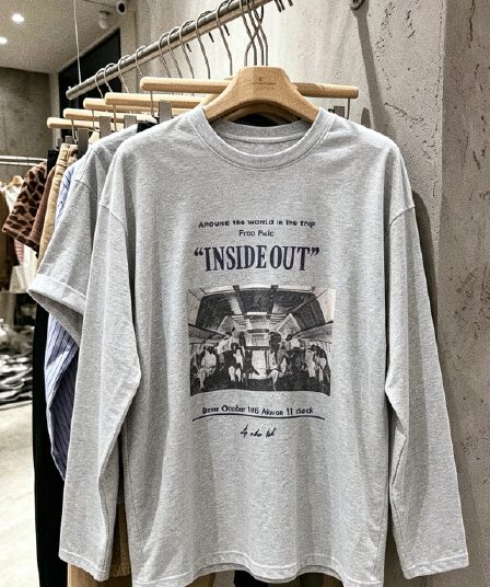 회색 긴팔 티셔츠 여성 이른 가을 새로운 한 부서 알파벳 프린트 순면 느긋한 바람 루즈핏 맨위