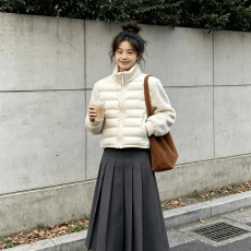 批发2026新款超好看排骨羊羔毛羽绒棉服女立领短款保暖情侣<b class='q'>冬</b>外套女