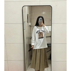 批发卡通印花长袖T恤女白色圆领百搭休闲上衣2026秋季新款童趣风女装