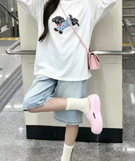 한 부서 귀여운 강아지 프린트 라운드 넥 긴팔 화이트 티셔츠 여성 가을 루즈핏 슬림해 보이는 연령 감소 기본 셔츠 맨위