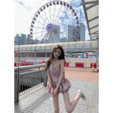 批发你的懒懒llan【白兰地花神】复古碎花心形抹胸<b class='q'>连衣</b>裙+短裤套<b class='q'>装</b>女