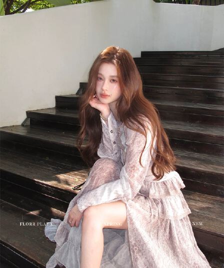 꽃 위안 봄날 아빠 S 티 프랑스식 프릴 레오파드 무늬 쉬폰 셔츠 세트 여성 휴가 바람 트임 반 스커트