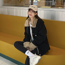 批发实拍羊羔毛<b class='q'>牛仔</b><b class='q'>外套女</b>秋冬2025新款加绒加厚宽松韩版百搭学生夹克