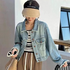 批发FASHION 早秋小香风毛须边<b class='q'>牛仔</b>外套女短款长袖宽松时尚夹克