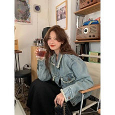 批发陆小团团复古流苏<b class='q'>牛仔</b>外套2025春秋新款韩系港风别致又飒上衣