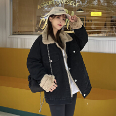 批发实拍羊羔毛<b class='q'>牛仔</b><b class='q'>外套女</b>秋冬2025新款加绒加厚宽松韩版百搭学生夹克