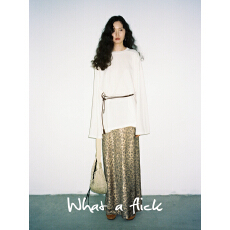 批发【明星同款】what a flick松紧腰垂感光泽感豹纹裙长款显瘦<b class='q'>半身裙</b>