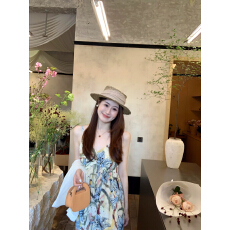 批发Echoone 春季新款度假风连衣裙气质南法印花无袖休闲百搭时尚<b class='q'>长裙</b>