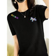 批发好看短袖t恤女夏季休闲宽松今年新款爆款洋气高腰显瘦短款上<b class='q'>衣服</b>