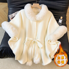 批发实拍新款斗篷披肩大衣高级感水貂绒保暖新中式外搭时尚显瘦外套