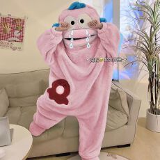 批发汉顿丑鱼连体睡衣女秋冬季珊瑚绒加厚加绒男款情侣大码成人一体式