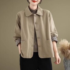 批发非实拍文艺复古休闲<b class='q'>西装</b>外套<b class='q'>女</b>春秋2026新款宽松短款翻领夹克上衣