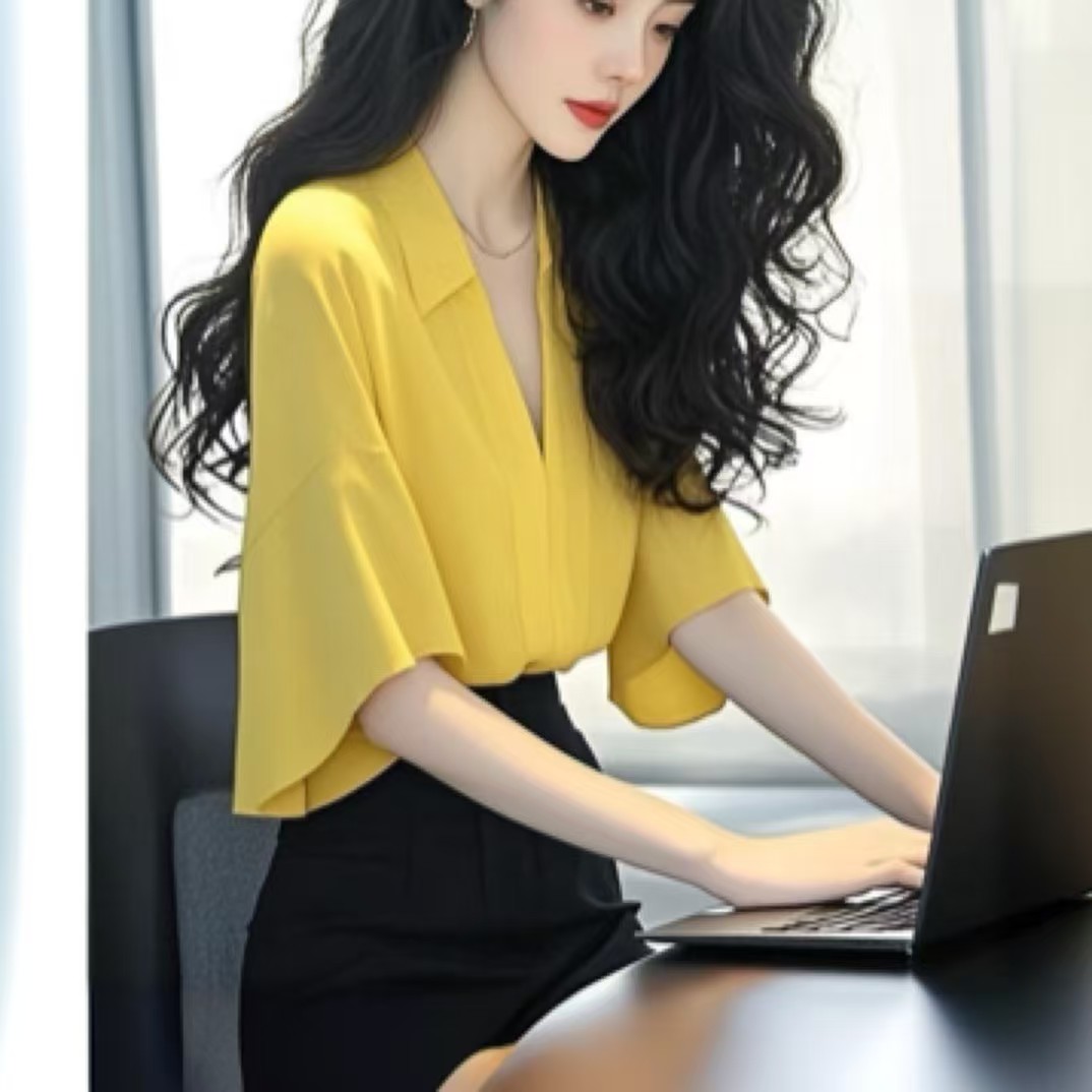 빛 럭셔리 고급 센스 쉬폰 톱 빛 요리 한 바람 프랑스식 작은 대중 아니요 명중 섹션 슬림해 보이는 루즈핏 여성 셔츠 여름 섹션