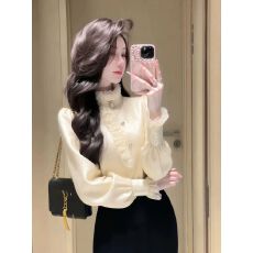 批发<b class='q'>衬衫</b>2025冬季爆款独特超好看高级感轻奢减龄洋气收腰内搭上衣