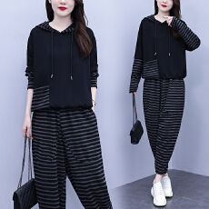 批发实拍2025秋季新款<b class='q'>套装</b>胖妹妹时尚减龄宽松遮肉显瘦<b class='q'>哈伦裤</b>两件套潮