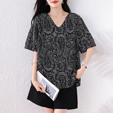 批发时尚洋气休闲桑蚕丝衬衫<b class='q'>女</b>2026夏季新款宽松显瘦百搭透气印花上衣