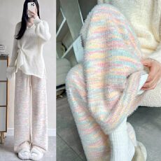 批发孕妇加绒彩虹糯米裤秋冬外穿2024新款垂感休闲直筒软糯针织阔腿裤