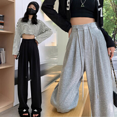 孕妇裤子新款运动裤女春秋冬季阔腿直筒休闲宽松型加绒卫裤子