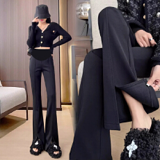 批发<b class='q'>孕妇</b><b class='q'>西装</b>休闲裤女新款秋冬高腰显瘦微喇拖地开叉修身长裤加绒款