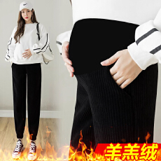 批发孕妇羊羔绒<b class='q'>打底裤</b>加绒加厚冬季保暖托腹裤子加长冬款外穿棉裤冬装