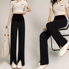 孕妇裤锦棉罗马秋季外穿秋款西装裤开叉休闲大码直筒阔腿长裤款