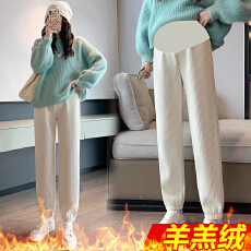 孕妇羊羔绒打底裤加绒加厚冬季保暖托腹裤子加长冬款外穿棉裤冬装