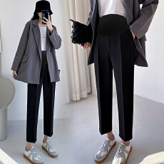 孕妇西装裤秋冬加绒休闲外穿西裤小个子职业装直筒裤秋冬款孕妇装