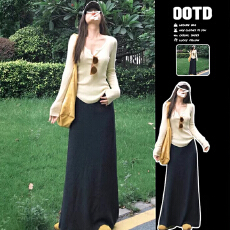 孕妇针织无托腹半身裙子女夏春秋季小个子孕期灰色显瘦直筒包臀裙