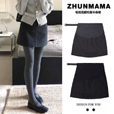 批发孕妇半身裙春装2026新款小个子毛呢短裙早春款孕期加厚A字裙春季