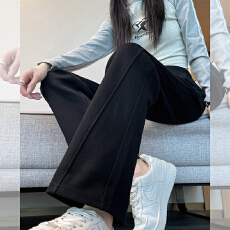 批发孕妇休闲<b class='q'>裤</b>女春秋季新款爆款窄版香蕉<b class='q'>裤</b>一体腰头宽松直筒阔腿<b class='q'>裤</b>子