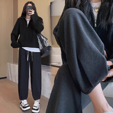 批发孕妇春秋季常规新款糯米裤阔腿裤<b class='q'>哈伦</b>裤抽绳外穿萝卜裤束脚裤