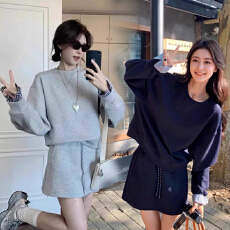 批发孕妇入秋高级感穿搭女洋气拼接长袖卫衣女高腰开叉秋<b class='q'>冬</b>短裙两件套