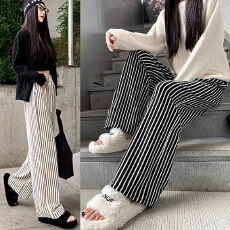 批发孕妇条纹裤春秋外穿春秋新款高腰宽松型休闲百搭小个子阔腿裤