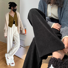 孕妇裤子阔腿裤女春秋高腰垂感休闲直筒阔腿裤常规雪尼尔长裤