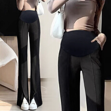 批发孕妇春秋新款有口袋高弹力开叉<b class='q'>西装</b>裤<b class='q'>女</b>裤休闲裤修身显瘦喇叭<b class='q'>裤</b>