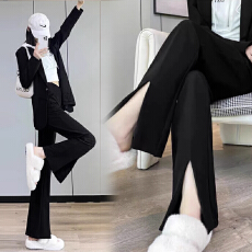 批发孕妇裤锦棉罗马秋季外穿秋款<b class='q'>西装</b>裤开叉休闲大码直筒阔腿长裤款