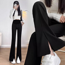 批发孕妇裤锦棉罗马秋季外穿秋款西装裤开叉休闲<b class='q'>大码</b>直筒阔腿长裤款