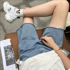 孕妇短裤女夏季外穿薄款牛仔五分阔腿夏天裤子小个子宽松中裤夏装