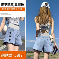 批发孕妇牛仔<b class='q'>短裤</b>夏季薄款孕妇爱心裤子外穿宽松阔腿托腹打底裤<b class='q'>女</b>夏装