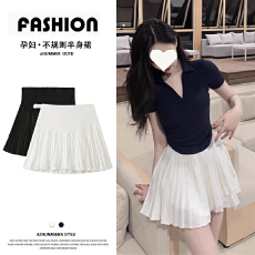 批发孕妇装夏装甜美托腹裙子夏季外穿百褶短裙潮妈孕妇裙夏款产后可穿