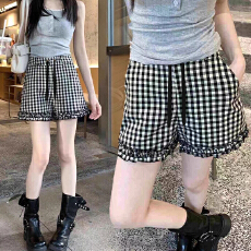 批发<b class='q'>孕妇</b><b class='q'>黑白</b>格子荷叶边短裤2026夏季新款直筒阔腿<b class='q'>打底裤</b>外穿花苞裤