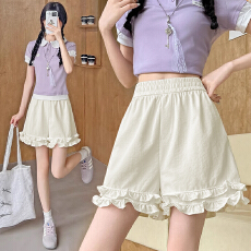 孕妇宽松木耳边松紧腰短裤女夏季大码女装外穿休闲裤子产后可穿