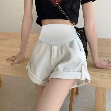 孕妇短裤女夏季外穿薄款牛仔阔腿裤夏天休闲牛仔裤潮流百搭高腰裤