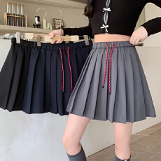 批发孕妇春<b class='q'>秋</b>简约高腰抽绳松紧a字百褶裙女<b class='q'>秋</b>显瘦遮胯百搭短裙A字裙