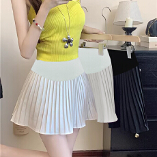 孕妇雪纺裙春夏季薄款外穿潮妈百褶流苏压褶孕妇半身裙短裙托腹裙