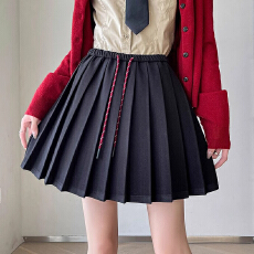 批发孕妇春<b class='q'>秋</b>简约高腰抽绳松紧a字百褶裙女<b class='q'>秋</b>显瘦遮胯百搭短裙A字裙