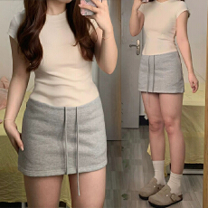 批发时尚甜辣孕妇抽绳短裙女夏<b class='q'>春</b>季小个子百搭灰色包臀A字托腹半身裙