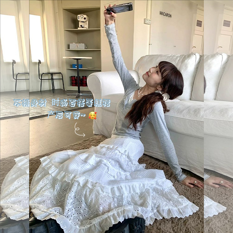임산부 없음 복부 지지 롱 스커트 새로운 캐주얼 바람 여름 새로운 한 마디 패션 반신 스커트 중간 길이 우산 치마 플리츠 스커트