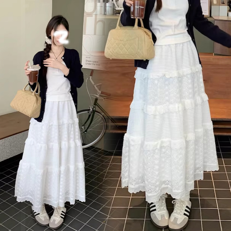 임산부 없음 복부 지지 롱 스커트 새로운 캐주얼 바람 여름 새로운 한 마디 패션 반신 스커트 중간 길이 우산 치마 플리츠 스커트